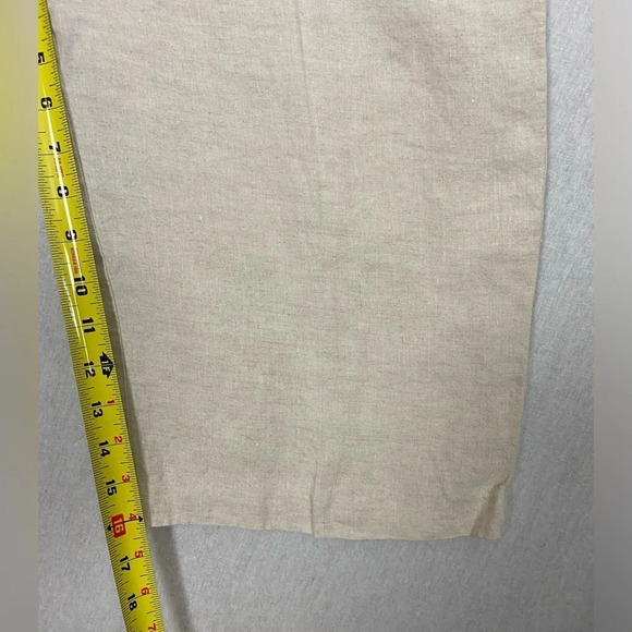 Talbots cream colored pull on Irish  linen cropped wide leg pants Sz M - Picture 11 of 13